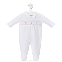 Dandelion Spinning Top Smocked Velour Sleepsuit