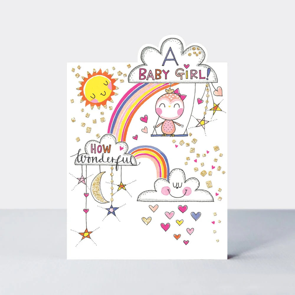 Rachel Ellen A Baby Girl Bird on a Swing Card