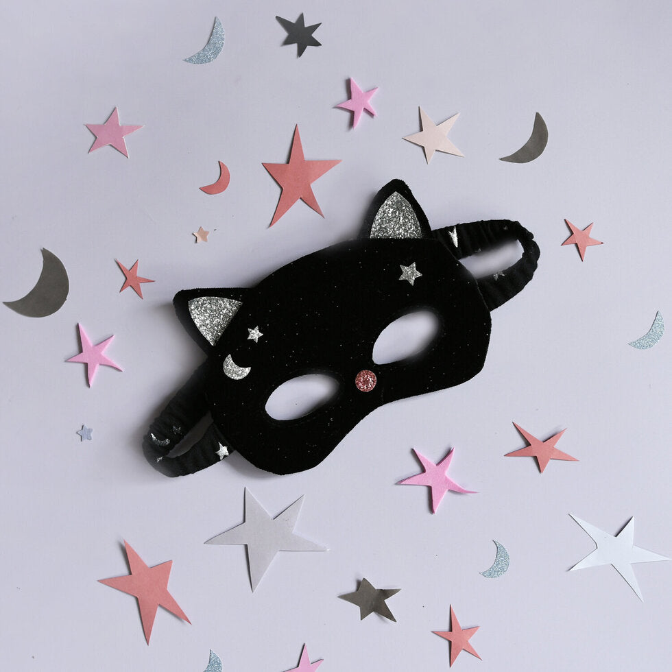 Velvet Black Cat Mask