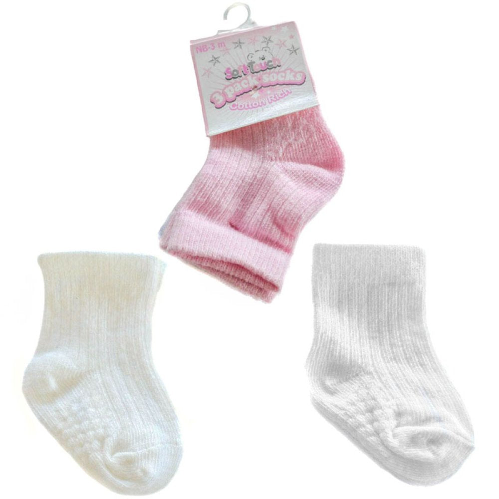 Soft Touch Three Pack Socks Pink
