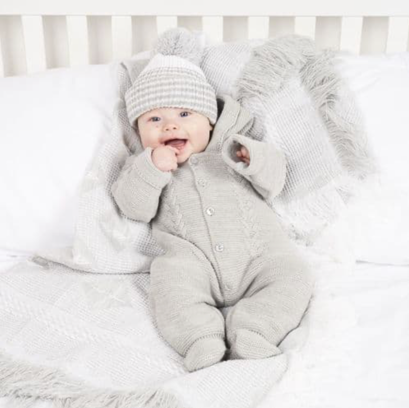 Grey Knitted Pram Suit Bo Peep Boutique