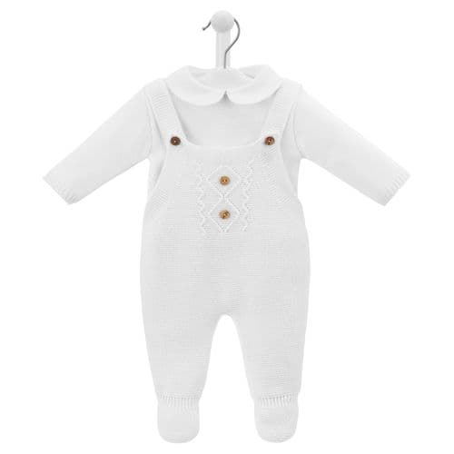 Knitted White Collar Jumper & Dungarees