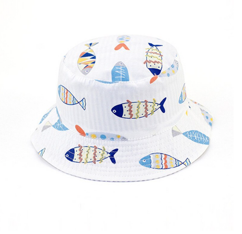 Reversible White Fish Sun Hat