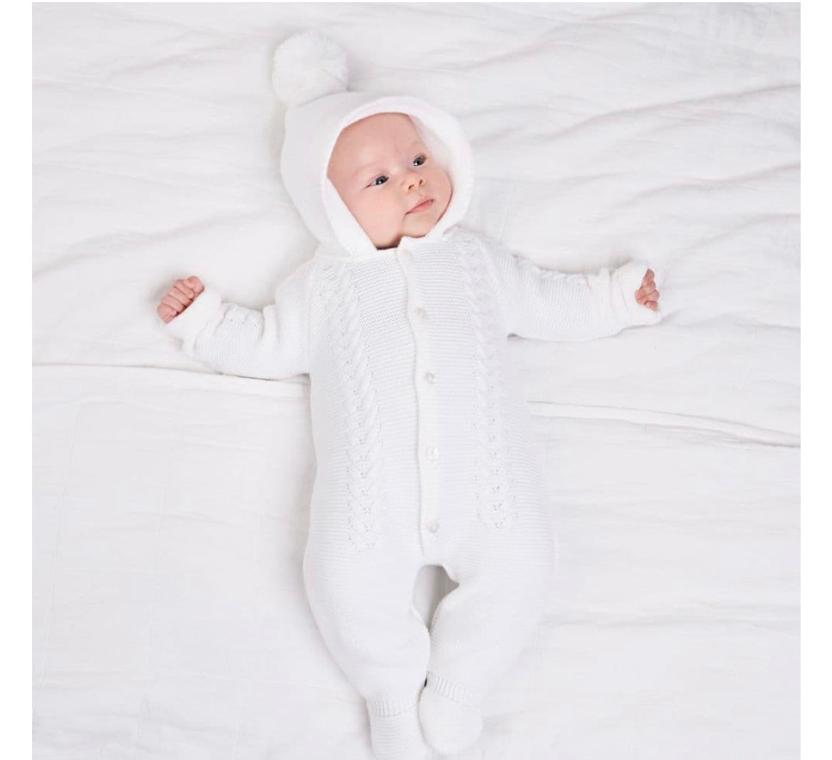 Dandelion White Pramsuit with Hood