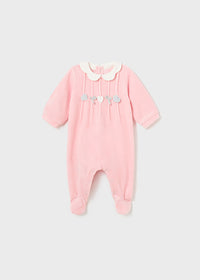 Mayoral Pink Velour Sleepsuits
