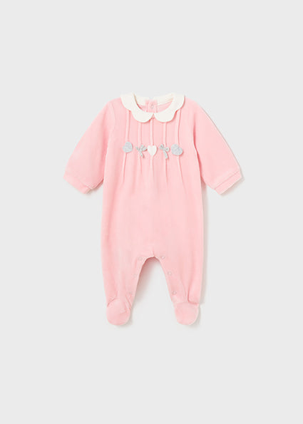 Mayoral Pink Velour Sleepsuits