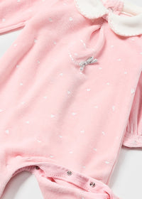 Mayoral Pink Velour Sleepsuits