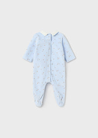 Mayoral Velour Baby Blue Sleepsuit bunny/lion