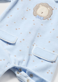 Mayoral Velour Baby Blue Sleepsuit bunny/lion