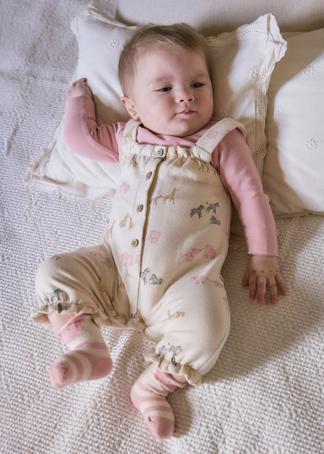 Mayoral Pink Safari Animals Dungaree