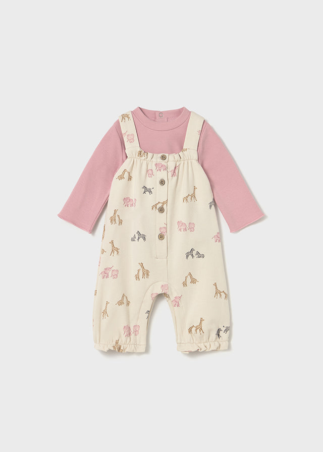 Mayoral Pink Safari Animals Dungaree