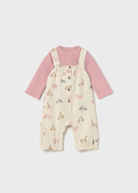 Mayoral Pink Safari Animals Dungaree