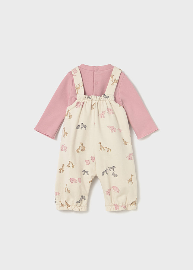 Mayoral Pink Safari Animals Dungaree