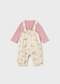Mayoral Pink Safari Animals Dungaree
