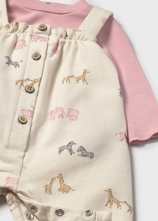 Mayoral Pink Safari Animals Dungaree