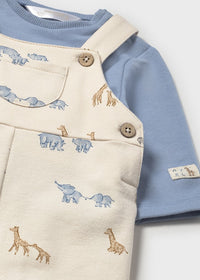 Mayoral Blue Safari Animals Dungaree