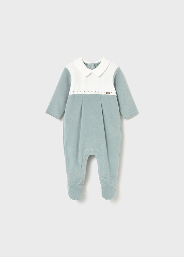 Mayoral Mint Velour Sleepsuit