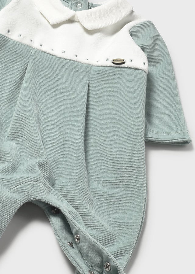 Mayoral Mint Velour Sleepsuit