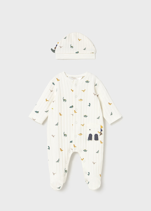 Mayoral Dinosaur Print Sleepsuit and Hat