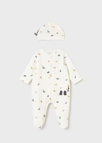 Mayoral Dinosaur Print Sleepsuit and Hat