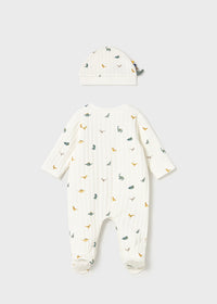 Mayoral Dinosaur Print Sleepsuit and Hat