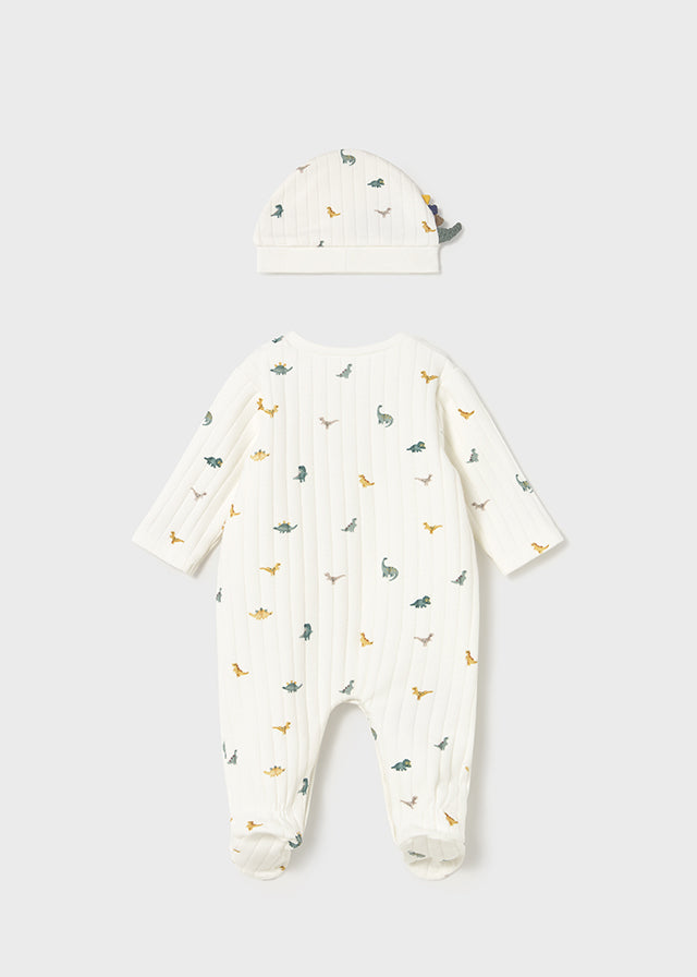 Mayoral Dinosaur Print Sleepsuit and Hat