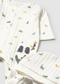 Mayoral Dinosaur Print Sleepsuit and Hat