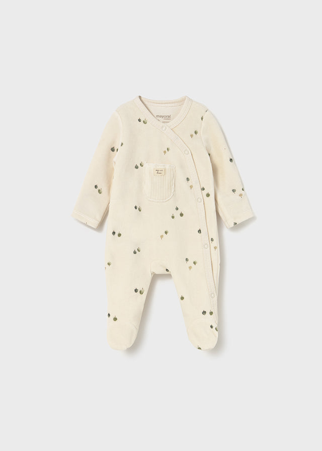 Mayoral Unisex cream sleepsuit with green apple print