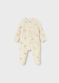 Mayoral Unisex cream sleepsuit with green apple print
