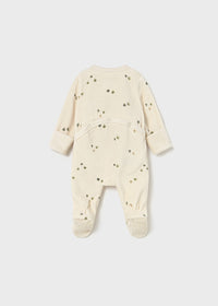 Mayoral Unisex cream sleepsuit with green apple print