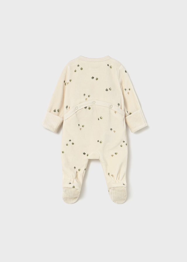 Mayoral Unisex cream sleepsuit with green apple print