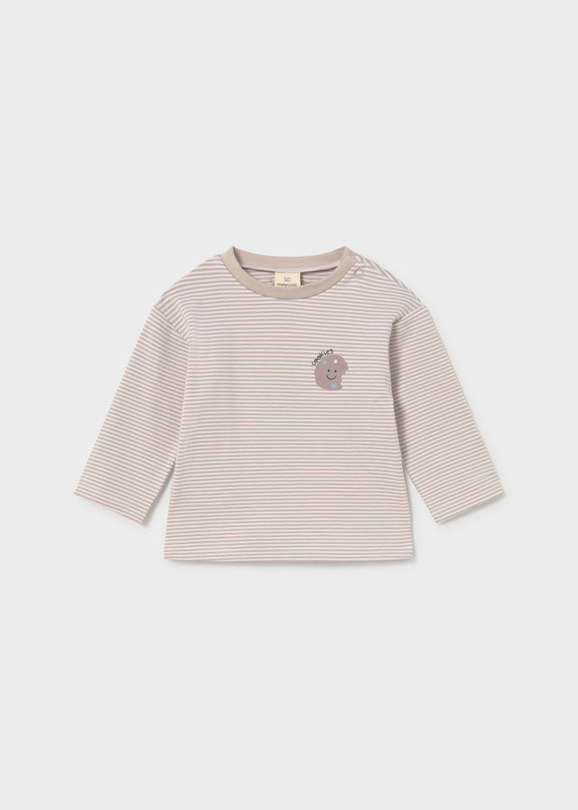 Mayoral Beige Striped Cookie Long Sleeve T-shirt