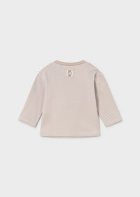 Mayoral Beige Striped Cookie Long Sleeve T-shirt