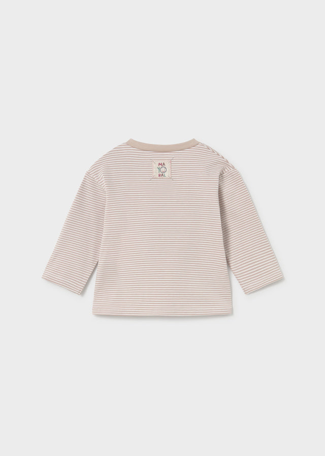 Mayoral Beige Striped Cookie Long Sleeve T-shirt