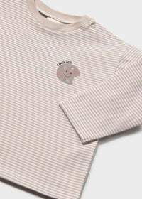 Mayoral Beige Striped Cookie Long Sleeve T-shirt