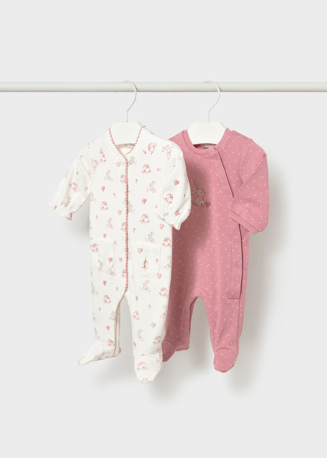 Mayoral Pink Bunny Sleepsuits