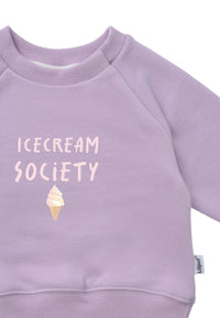 Lilac sweatshirt with "Icecream Society" print