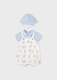 Mayoral Blue Bunny Short Dungarees and Hat