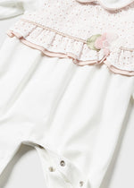Mayoral White/Peach floral Sleepsuit