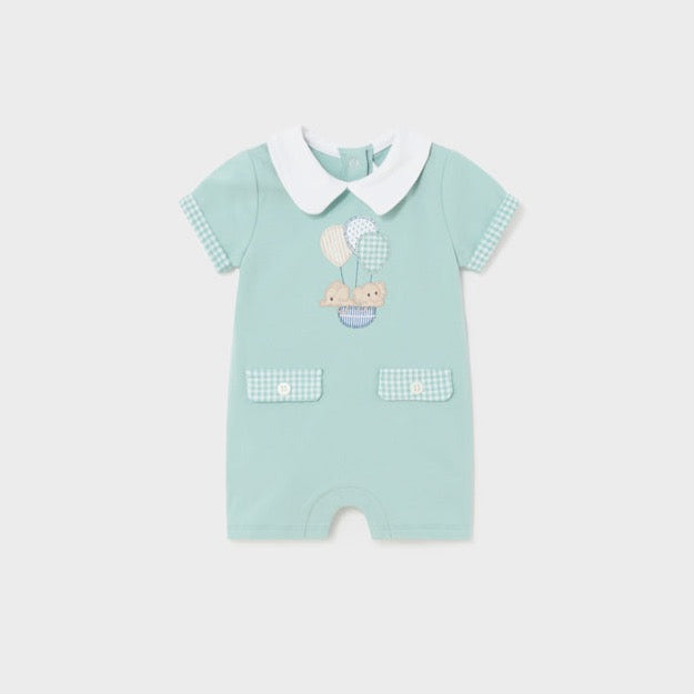 Mayoral Elephant Mint Green Short Romper