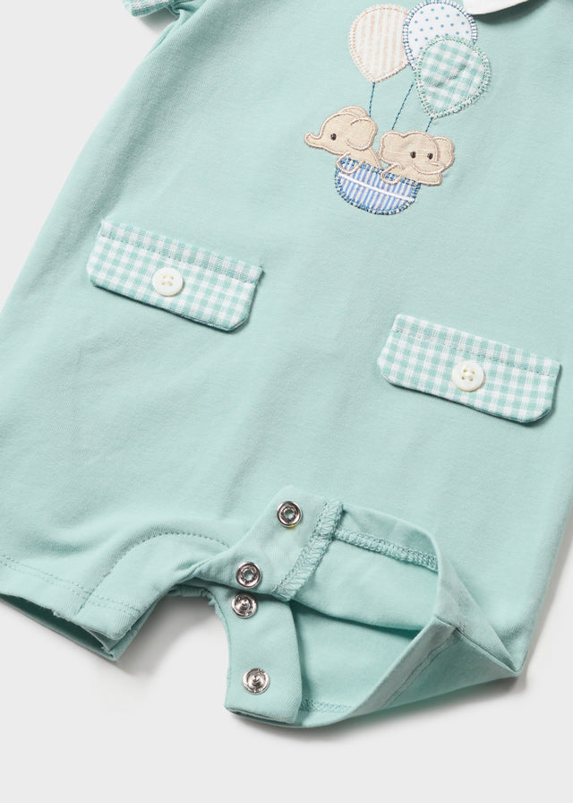 Mayoral Elephant Mint Green Short Romper