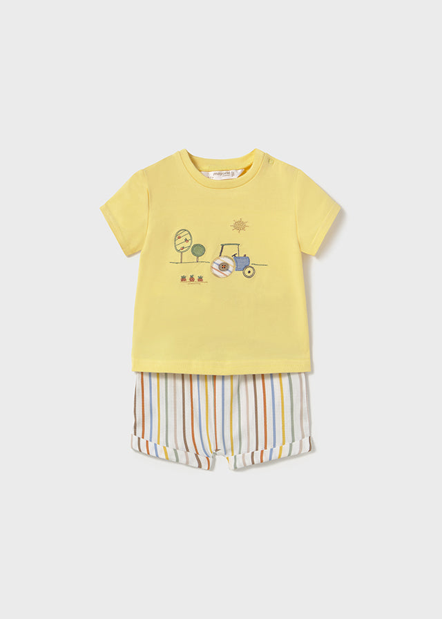 Mayoral Yellow Tractor Short Set