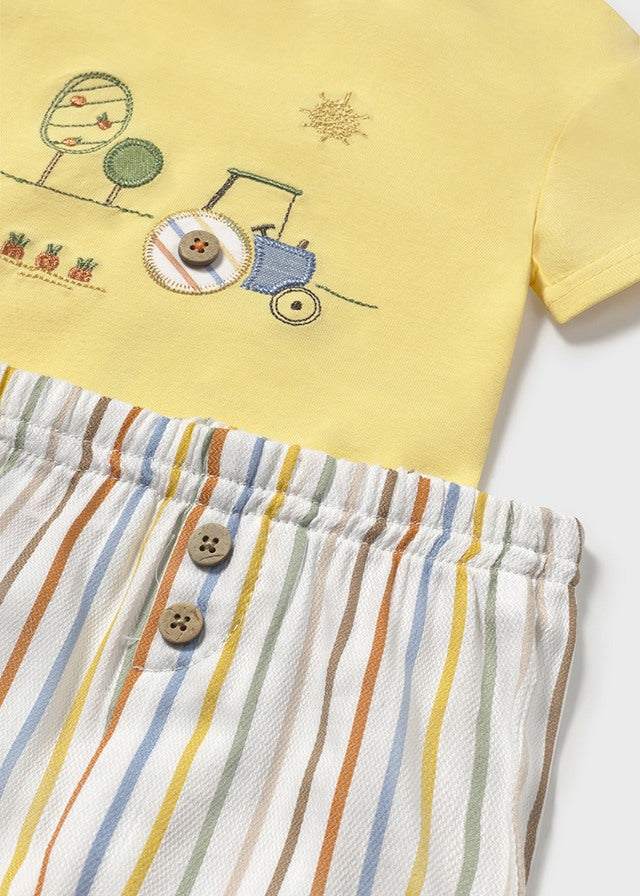 Mayoral Yellow Tractor Short Set