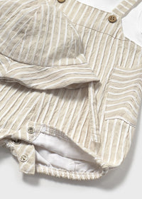 Mayoral Beige Striped Romper with Hat