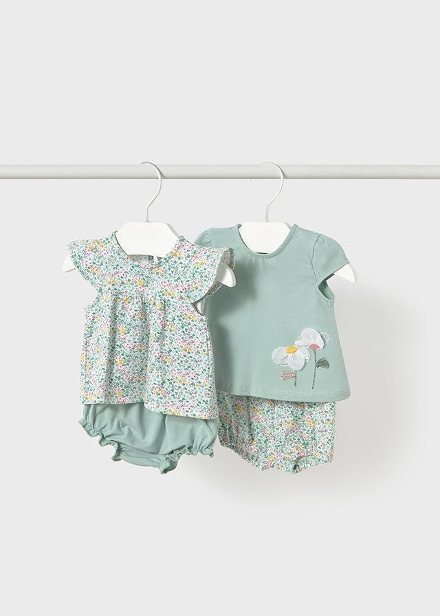 Mayoral Girls Green/Floral Short Sets