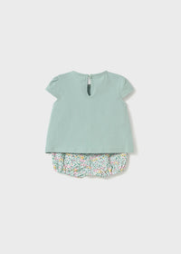 Mayoral Girls Green/Floral Short Sets