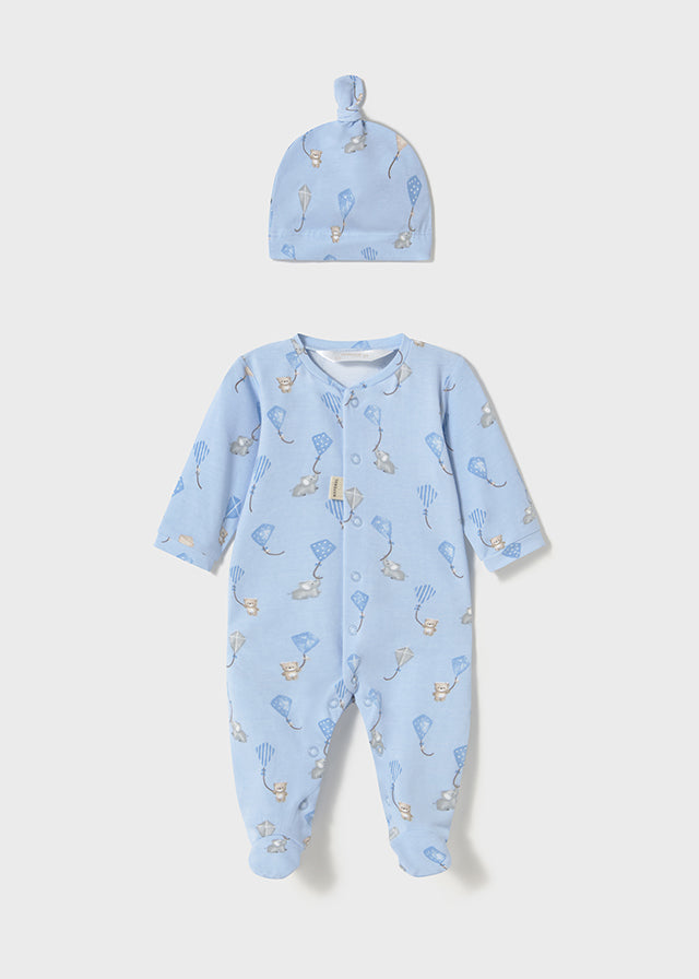 Mayoral Blue Elephant Sleepsuit and Hat