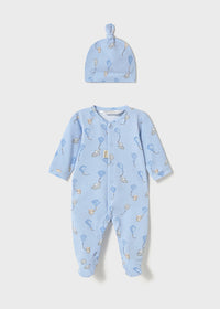 Mayoral Blue Elephant Sleepsuit and Hat