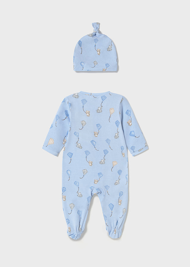 Mayoral Blue Elephant Sleepsuit and Hat