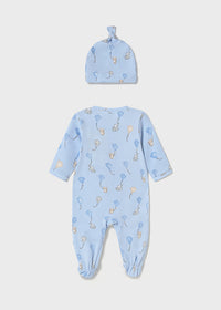 Mayoral Blue Elephant Sleepsuit and Hat